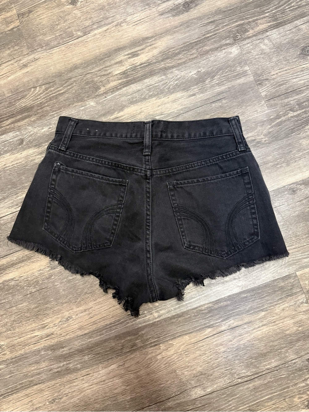 Hollister Black High-Rise Frayed Denim Shorts